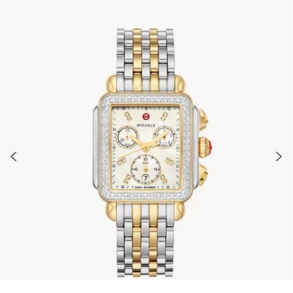 Michele Accessories - Deco Two-Tone 18k Gold Diamond Watch